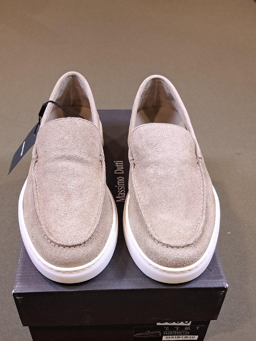 Massimo Dutti Split leather loafers with moc toe - Color: Sand - Size: Men 8 - Picture 3 of 12